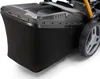 Close-up of a lawnmower grass catcher and wheel. Produktbild-Vorschau