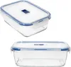 Two glass food storage containers with blue lids are shown against a white background. Produktbild-Vorschau