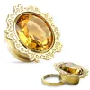viva-adorno 1 Stück 10mm Flesh Plug Tunnel Gold Lotusblume Produktbild-Vorschau 2
