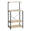 A freestanding kitchen shelf unit with multiple shelves and a metal frame. Produktbild-Vorschau