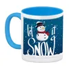 Let it Snow Kaffeebecher Hellblau mit süßem Schneemann und Produktbild-Vorschau 2