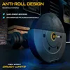 A close-up of a weight plate with text overlays highlighting product features. Produktbild-Vorschau