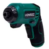 A studio shot of a green and black cordless screwdriver against a white background. Produktbild-Vorschau