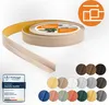 A roll of beige flexible skirting board with adhesive backing, shown with a selection of color swatches. Podgląd zdjęcia produktu