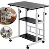 Rolltisch für Bett, Sofa, Rolltisch mit 2 Regalen, Mobiler Produktbild-Vorschau 1