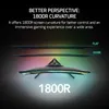 A diagram illustrating different monitor curvatures, with text explaining the benefits of 1800R curvature for gaming. Produktbild-Vorschau