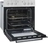 An open oven with racks and a baking tray inside, against a white background. Produktbild-Vorschau