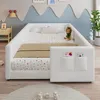 Babybed 90 x 200 cm, laag bed met kussentop en zijvak, wit Productafbeelding-voorbeeld 6