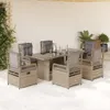7-tlg. Garten-Essgruppe mit Kissen Beige Poly Rattan Produktbild-Vorschau 2
