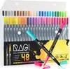 A set of dual-tip marker pens in a clear plastic case, with two pens in the foreground. Produktbild-Vorschau
