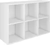 A white, six-compartment shelving unit. Produktbild-Vorschau