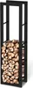 A black metal firewood rack filled with logs, shown against a white background. Produktbild-Vorschau