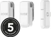 Three views of a white RODE Wireless GO II microphone transmitter, with a circular warranty badge. Produktbild-Vorschau