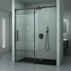 A modern bathroom with a black framed glass shower enclosure. Produktbild-Vorschau