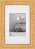 A gold-colored picture frame with a white mat, displaying a marketing image of a dresser. Produktbild-Vorschau