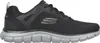 A side view of a black Skechers sneaker with a gray sole against a white background. Anteprima dell’immagine prodotto