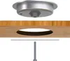 An exploded view of a wireless charger being installed into a wooden surface. Produktbild-Vorschau