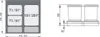 Diagrams showing dimensions and compartment sizes of a kitchen waste separation system. Produktbild-Vorschau
