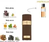A collage showing perfume ingredients and bottles, with text describing scent notes. Voir les images du produit
