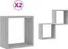 Two cube shelves are displayed against a white background. One shelf is shown individually, and the other is shown as a pair of interlocking shelves. Anteprima dell’immagine prodotto