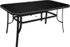 A black rectangular outdoor table with a glass top and metal frame, shown against a white background. Anteprima dell’immagine prodotto