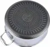 The bottom of a stainless steel pot with a decorative pattern and a handle. Produktbild-Vorschau