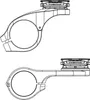 Two line drawings of a bicycle handlebar mount. Náhled obrázku produktu