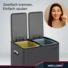 WELLGRO Treteimer 2x15L Grau – Edelstahl mit Softclose & Produktbild-Vorschau 2