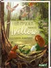 A book cover illustration depicting a girl with red hair sitting on tree roots, with a fox and an owl nearby, and a house in the background. Produktbild-Vorschau