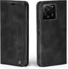 A black flip-style phone case for a Xiaomi 13T / 13T Pro, shown from the front and back. Produktbild-Vorschau