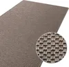 A close-up view of a taupe-colored rug with a sisal-like texture, shown in a diagonal perspective. A magnified circular inset reveals the intricate weave of the rug. Produktbild-Vorschau