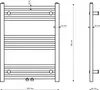 Technical drawing of a white radiator with dimensions. Náhľad obrázku produktu