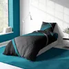 4 teilig Bettwäsche 135x200 cm geometrisch petrol grau Produktbild-Vorschau 3