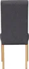 The back view of a dark gray upholstered dining chair with natural wood legs, presented on a white background. Produktbild-Vorschau