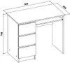 A technical drawing of a white desk with dimensions indicated. Produktbild-Vorschau