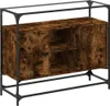 vidaXL Sideboard mit Glasplatte Räuchereiche 98x35x81 cm Produktbild-Vorschau 2