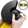 Hands are shown adjusting a protective guard on a yellow and black angle grinder. Produktbild-Vorschau