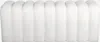 A white upholstered bench with a channel-tufted design. Anteprima dell’immagine prodotto