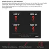 A collage of an induction cooktop with text and feature descriptions. Produktbild-Vorschau