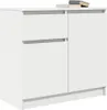 A white sideboard with two drawers and a cabinet door, shown from the front. Voir les images du produit