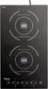A top-down view of a black induction cooktop with two heating elements. Podgląd zdjęcia produktu