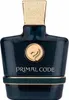 A product shot of a dark blue perfume bottle with gold accents. Podgląd zdjęcia produktu