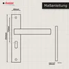 A diagram showing the dimensions of a door handle. Produktbild-Vorschau