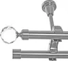 Edelstahl Look Gardinenstange Ø 20mm Deckenträger 2-läufig Produktbild-Vorschau 1