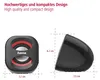 Two views of a black and red speaker with dimensions indicated. Produktbild-Vorschau