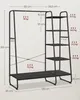 A product dimension diagram of a clothing rack with shelves. Náhled obrázku produktu