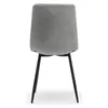 A back view of a light gray upholstered chair with black metal legs, isolated on a white background. Podgląd zdjęcia produktu