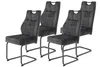 Four dark gray dining chairs are arranged in a row against a white background. Produktbild-Vorschau