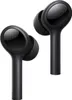 A pair of black wireless earbuds is shown against a white background. Podgląd zdjęcia produktu