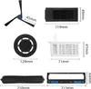 A collage of different parts and accessories for a robot vacuum cleaner, with dimensions indicated. Anteprima dell’immagine prodotto